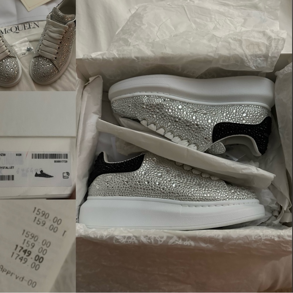 Alexander McQueen Glittering Silver and Black Sneakers